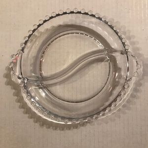 Set Of 2 Imperial Glass Candlewick Divided Relish Dishes With Handles 6 1/4”